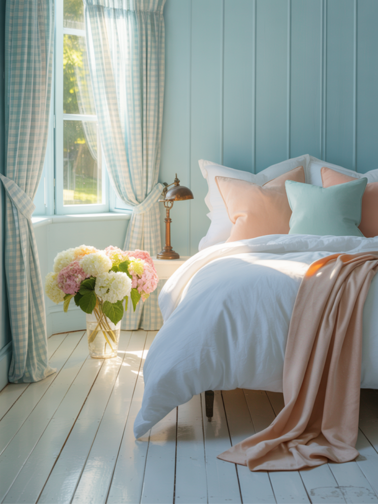 Airy Cottage Pastel Bedroom Ideas with Soft Blue Tones