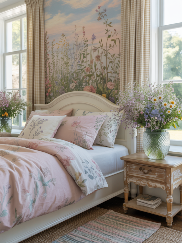 Cottage Pastel Bedroom Ideas with Floral Charm