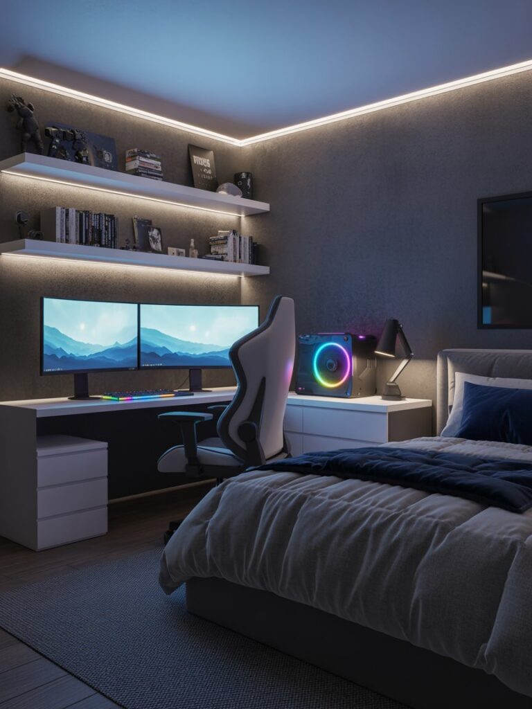 Cozy Yet Modern Gaming Bedroom Design