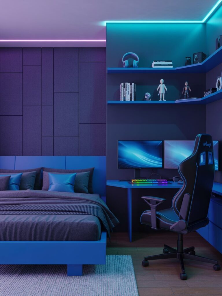 Modern Gaming Bedroom Setup for Teen Boys