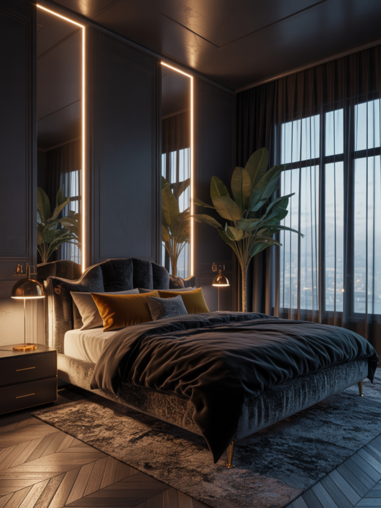 Black Sheer Curtains for Dramatic Bedrooms