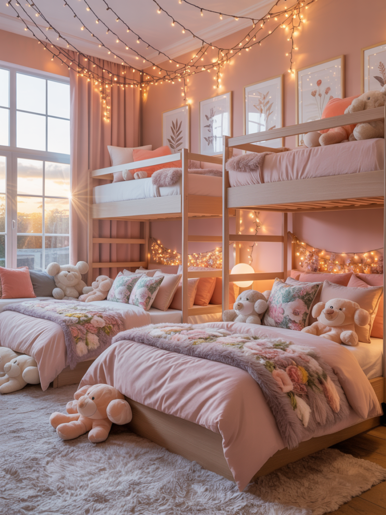 Golden Pink Dream Bunk Room