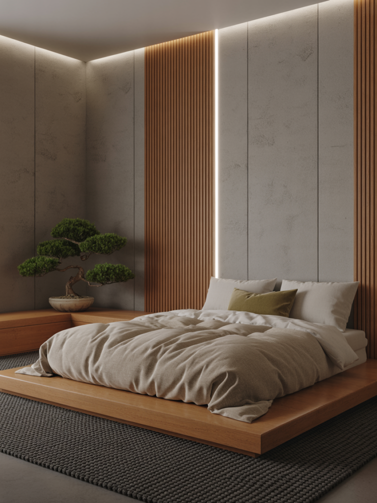Japandi Warm Wood & Concrete Blend