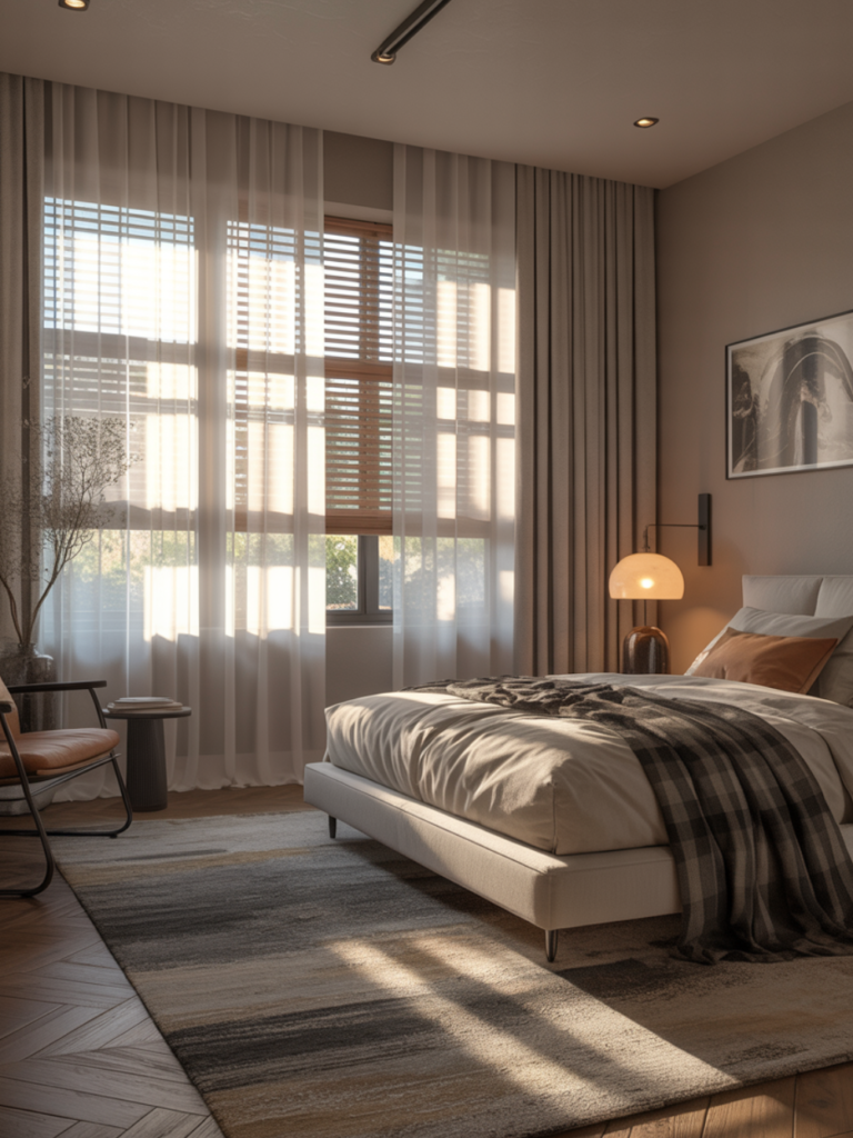 Sheer Curtains & Roller Blinds Combo