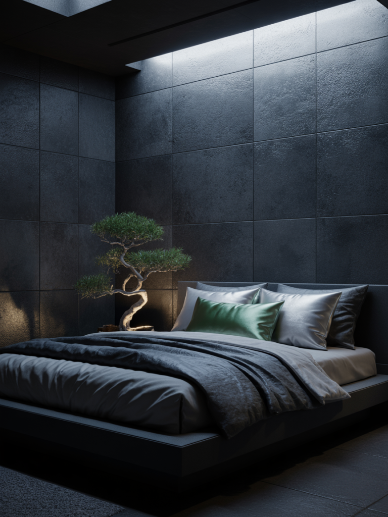 Ultra Dark Cinematic Zen Bedroom