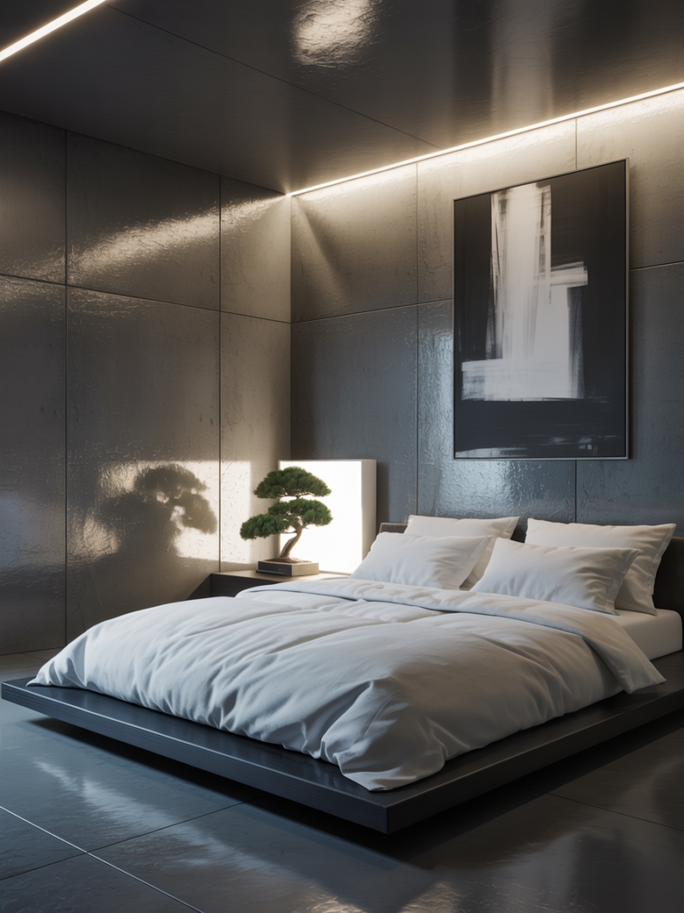 Ultra Minimal Black & White Zen Bedroom
