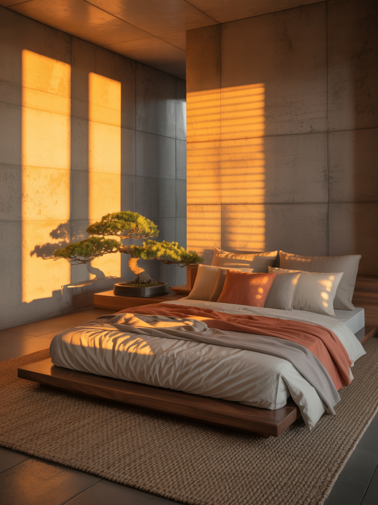 Warm Sunset Zen Bedroom